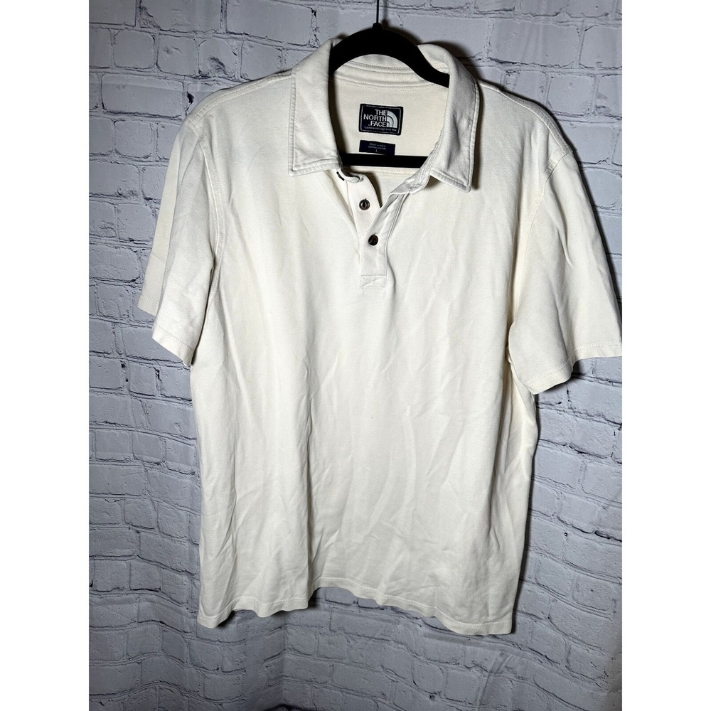 The North Face Mens California Heritage Polo Shirt  Cream Cotton Short Sleeve